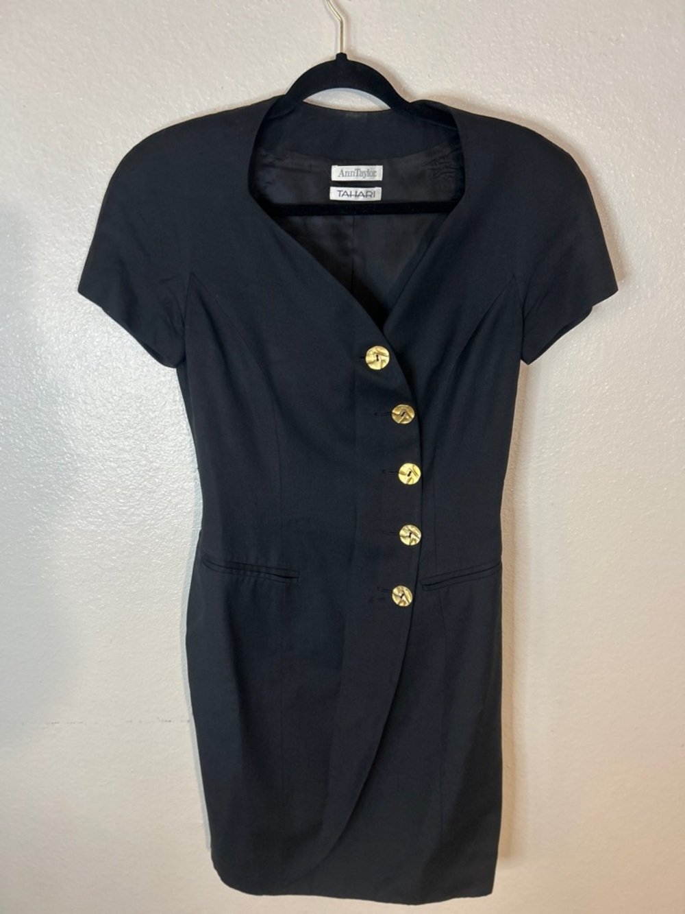 Vintage Ann Taylor x Tahari Black Dress with Gold Buttons - Picture 5 of 15